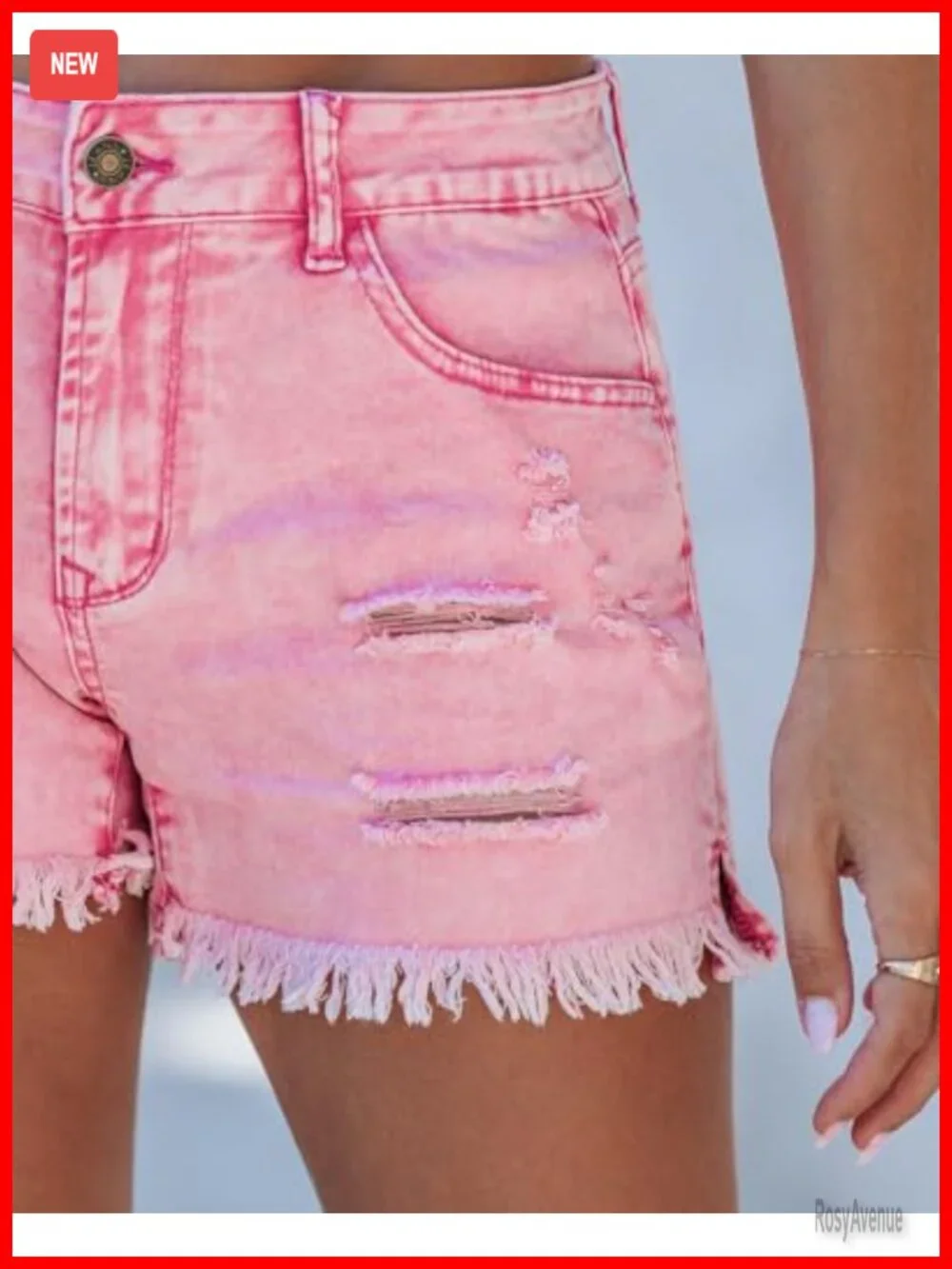 Mid Rise Stretchy Cut Off Frayed Ripped Denim Shorts Summer Casual Vacation